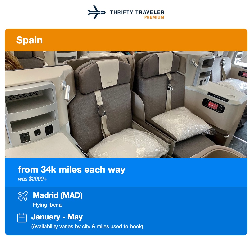 avios alert for iberia business class