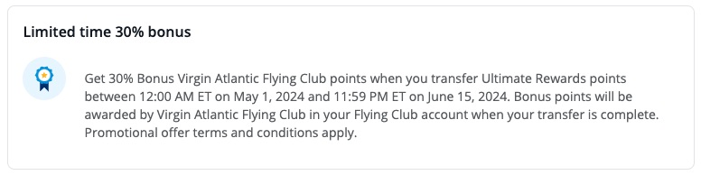 Chase to Virgin 30% transfer bonus