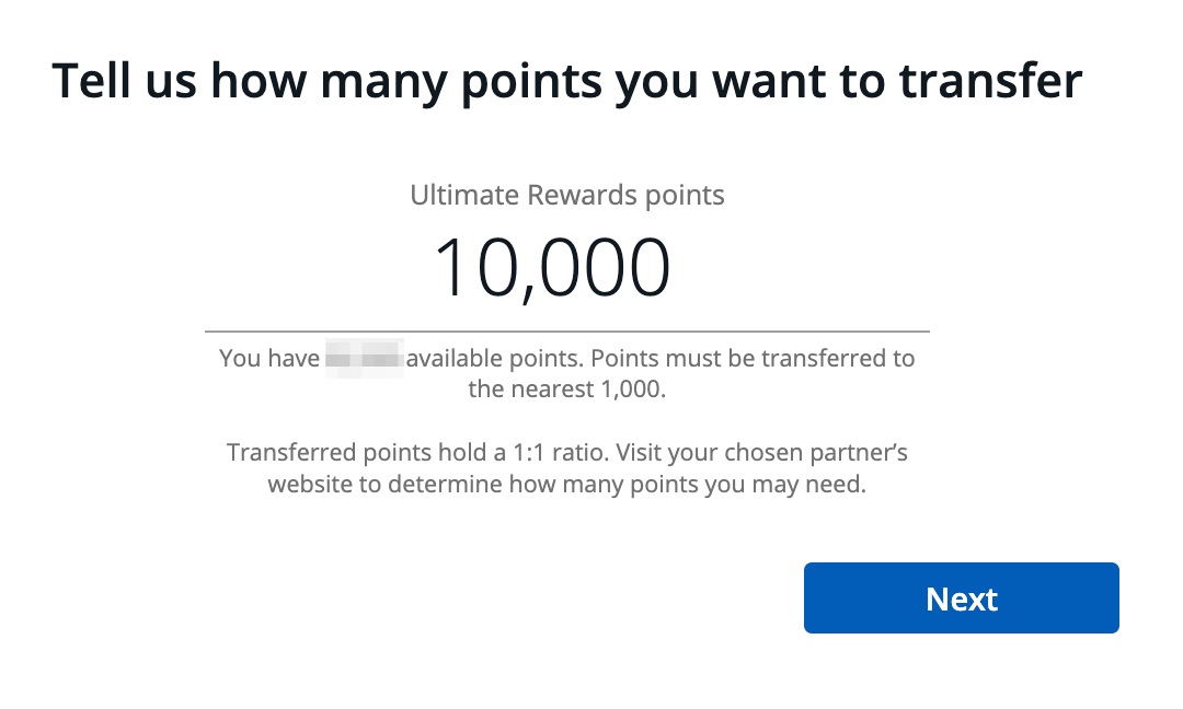 transfer chase points