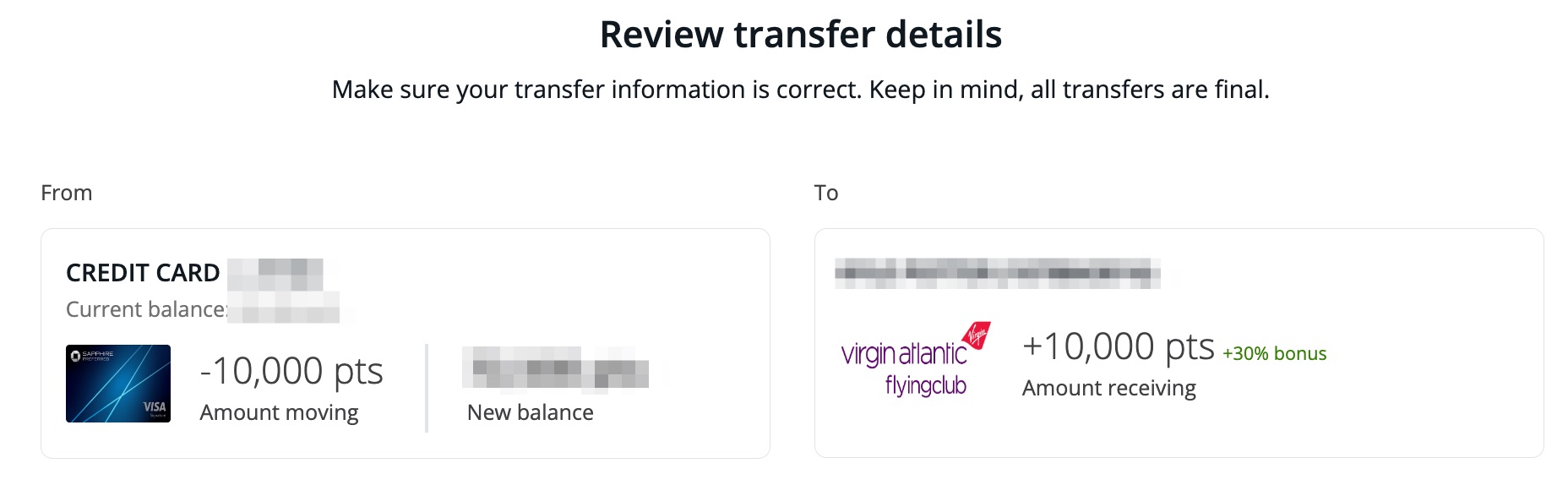 chase transfer points final review