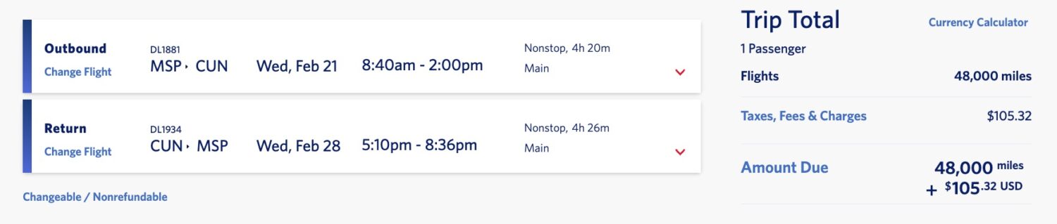msp to cancun 