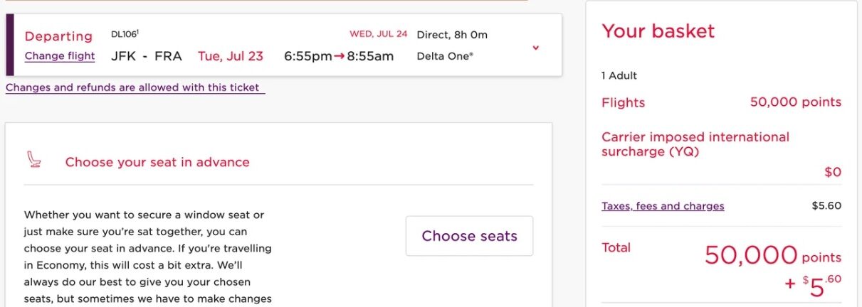 Delta One JFK-FRA via Virgin