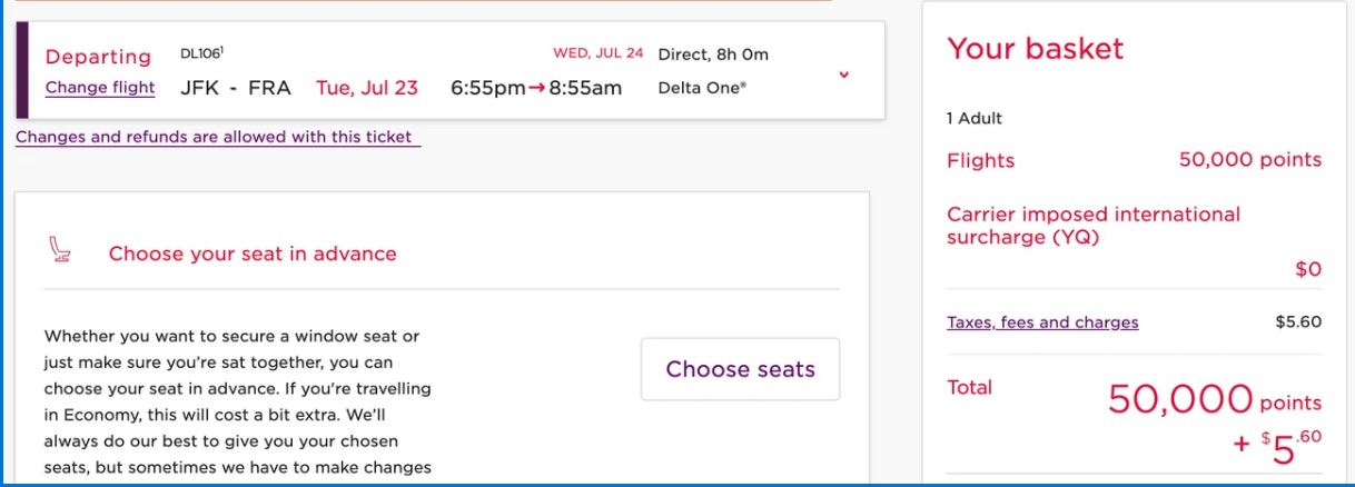 Delta One JFK-FRA via Virgin