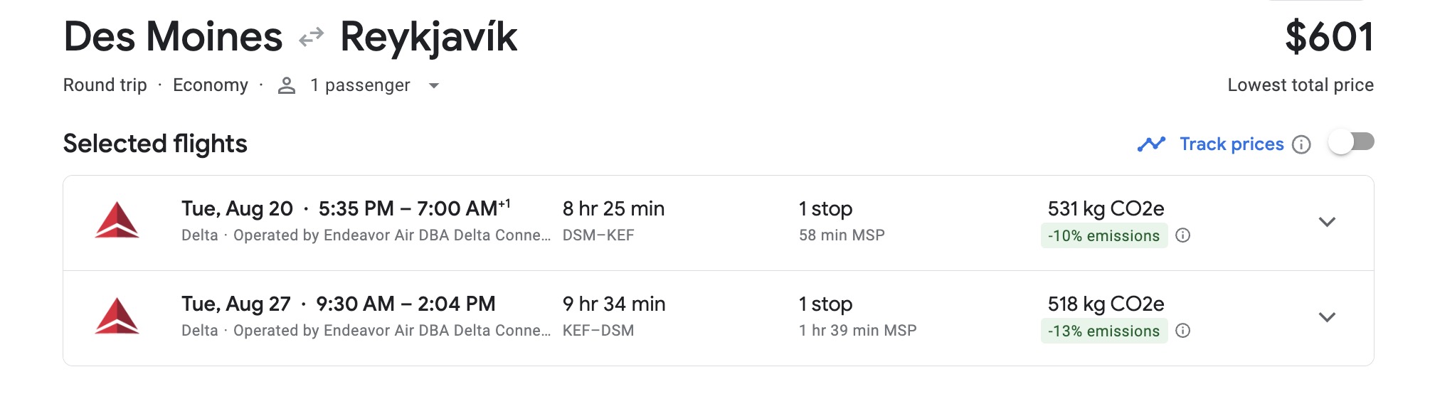 Des Moines to Iceland