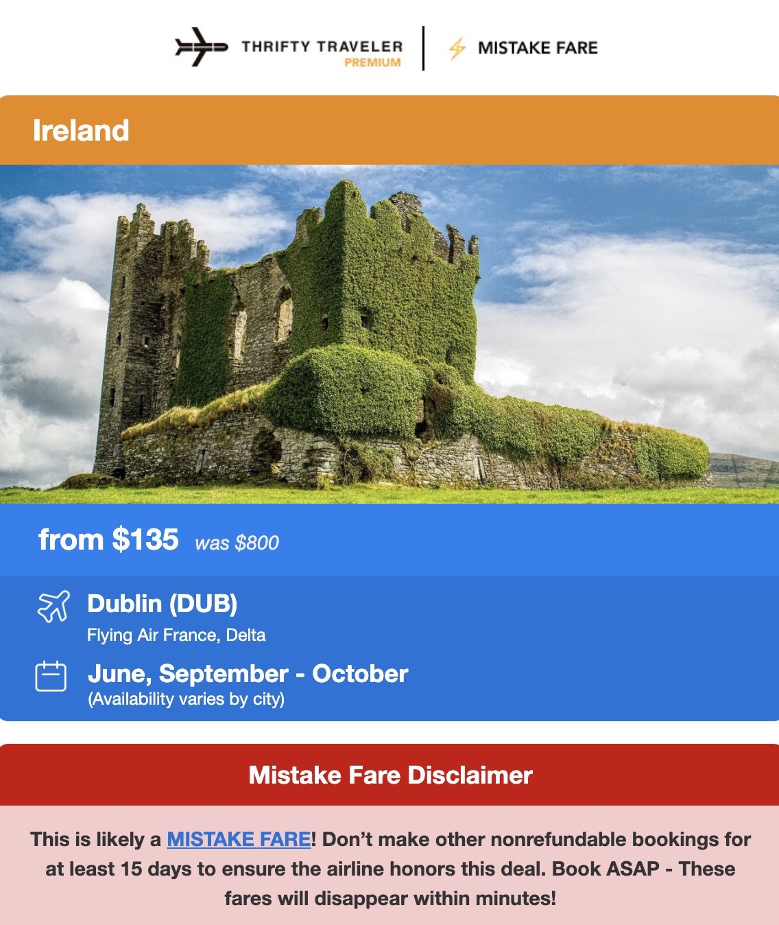 Dublin flight deal