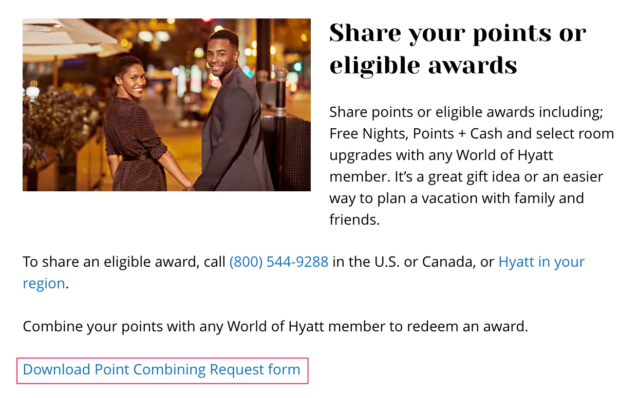 Hyatt Combine points