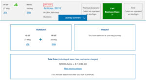 New York to Shannon using British Airways Avios
