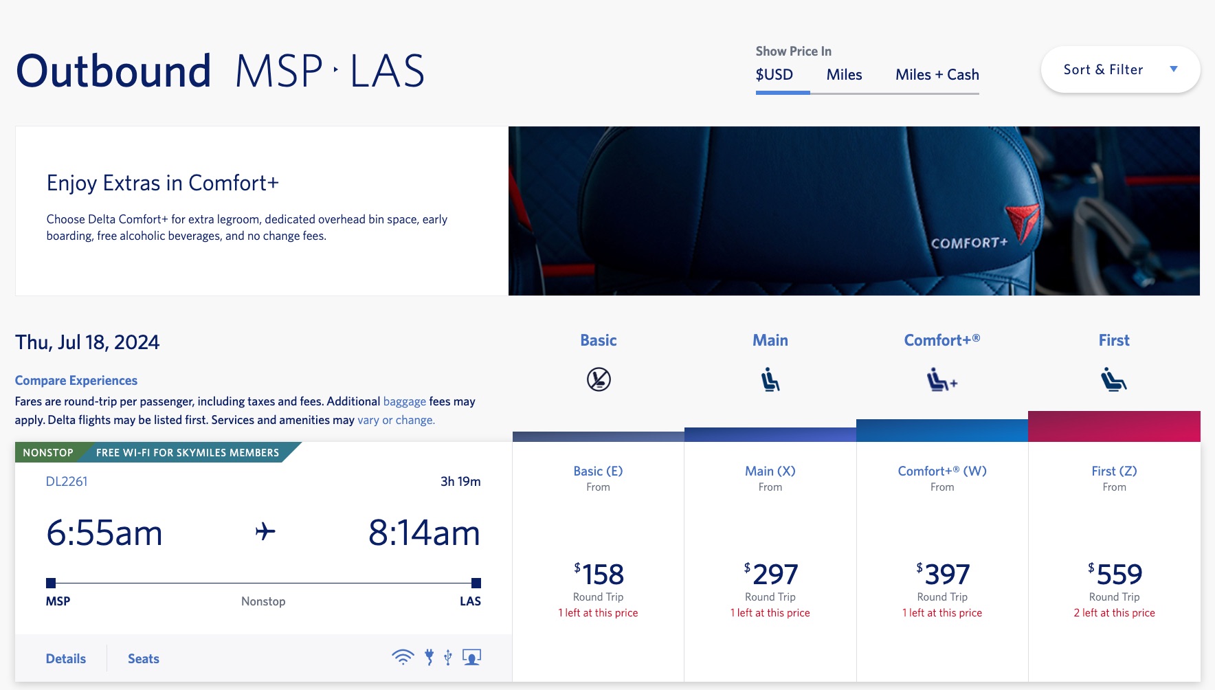 msp to vegas fare classes