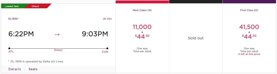 Delta ATL-CUN Main Cabin Virgin Award