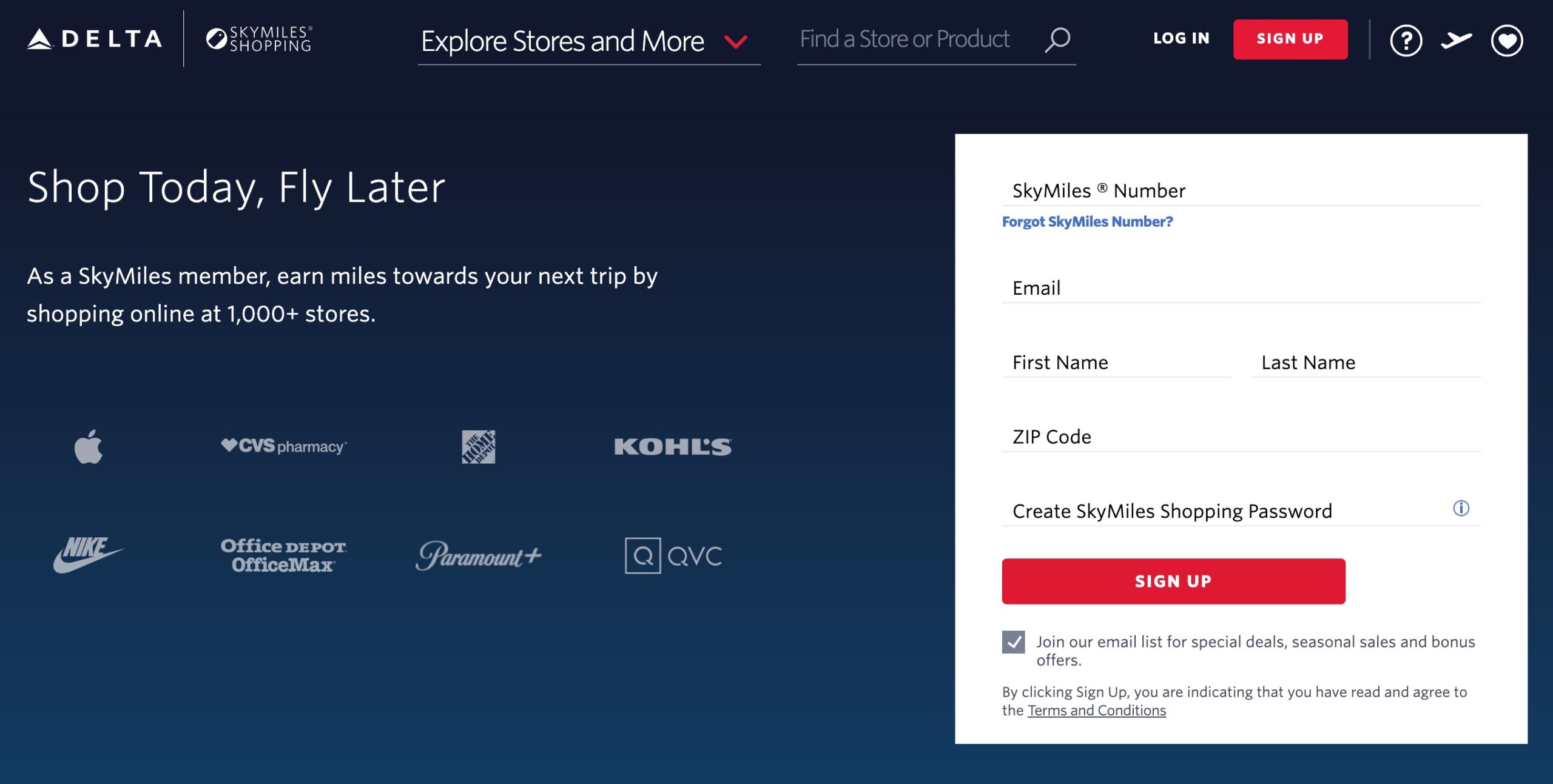 SkyMiles shoppnig