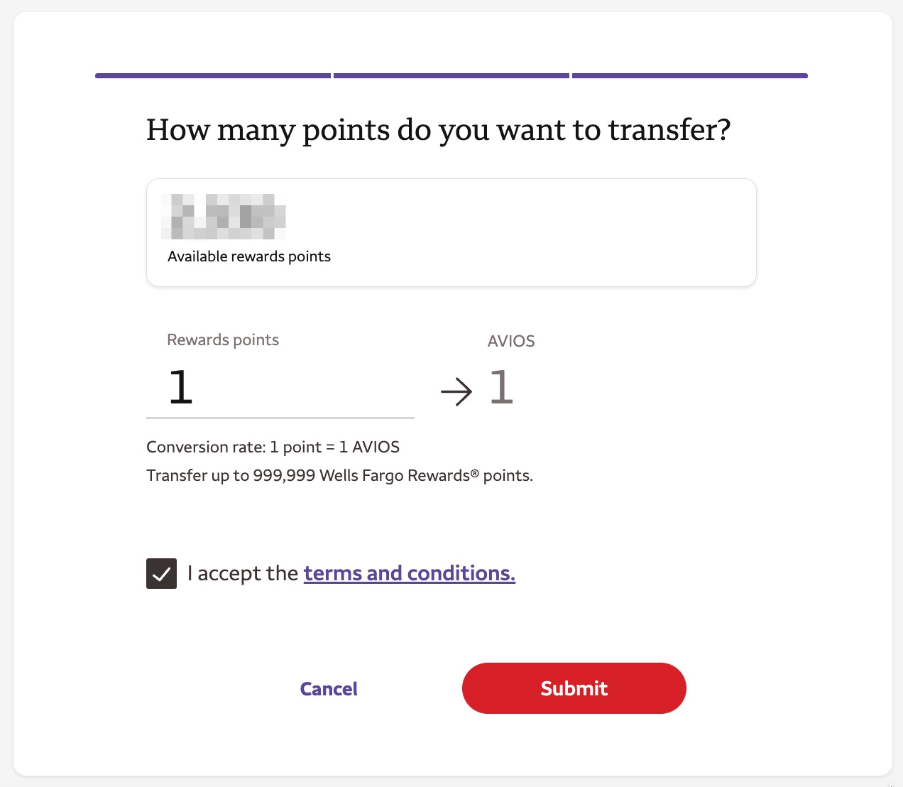 Wells Fargo Point transer