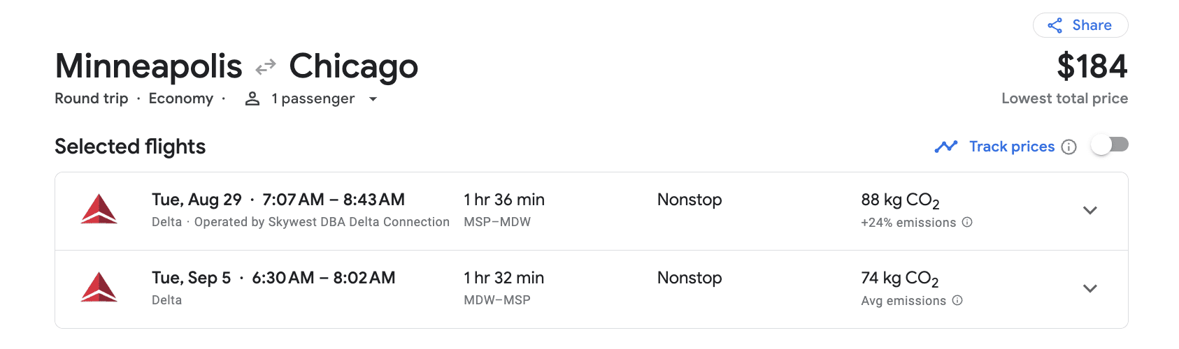 Minneapolis to Chicago flight search