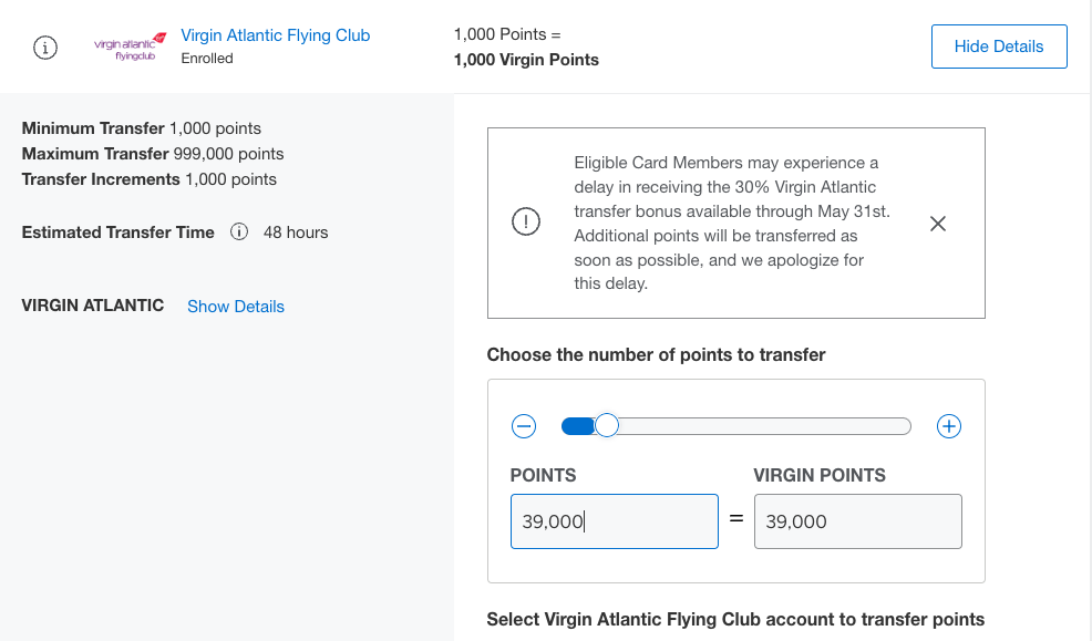 virgin transfer bonus