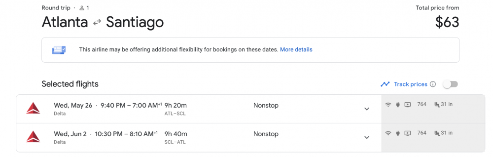 mistake fare to santiago